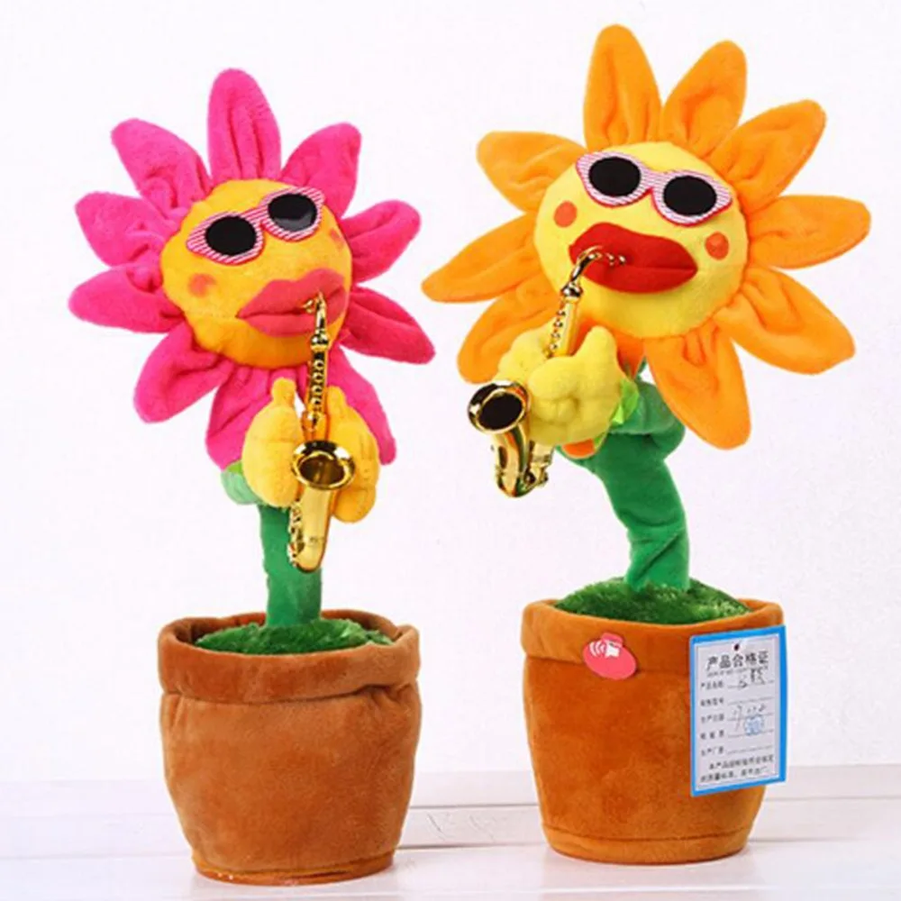 Singing&Dancing Flower Enchanting Sunflower with Saxophone Soft Stuffed