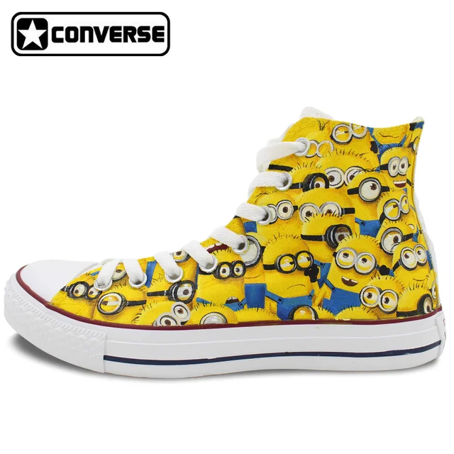 Cheap Canvas Sneakers Men Women Converse All Star High Top Hand Painted Shoes Minions Despicable Me Christmas Gifts