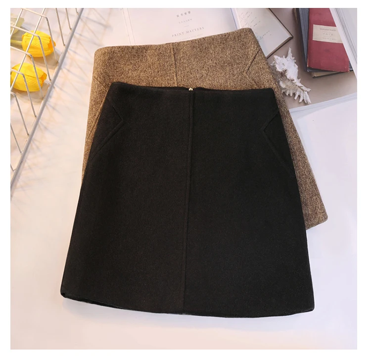 Популярный новейший волосатые короткая юбка женская осень 2019 новый черный с высокой талией средней длины юбка обтягивающее бедра сто шаг