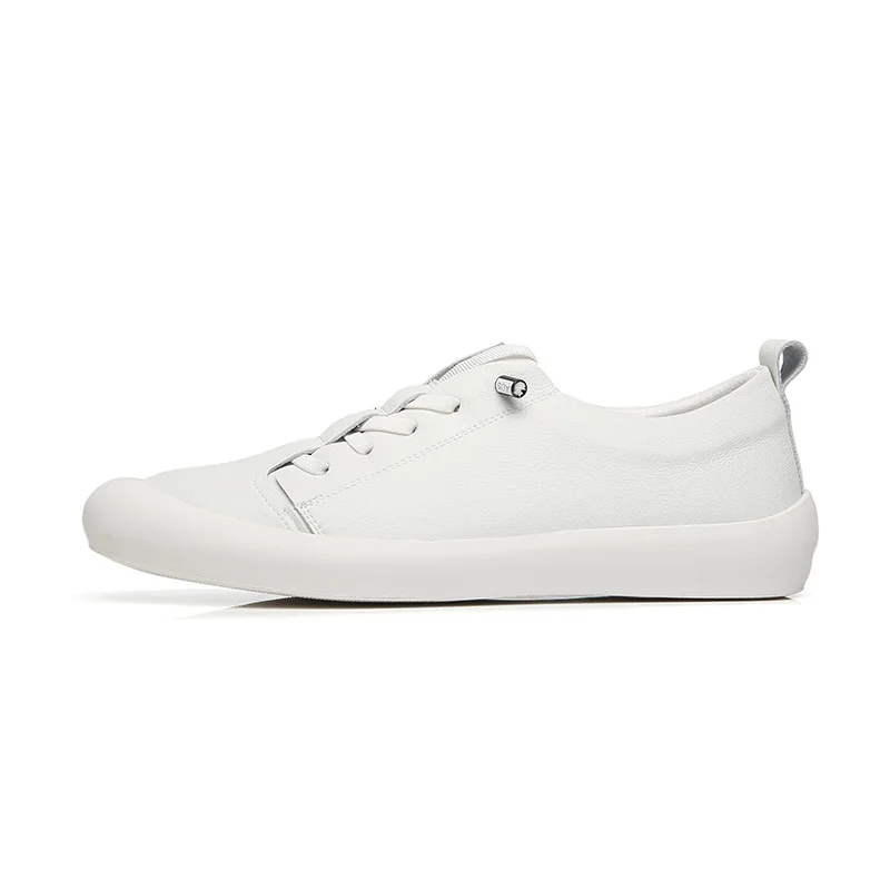 Summer New Genuine Leather Casual Shoes Men's Driving Shoes Soft Bottom Flat Loafer Shoes Men Solid White Lace-Up Leisure Shoe