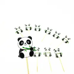10 шт./упак. Panda тема украшения для капкейков панда тематическая вечеринка на день рождения украшения панда флажки для торта
