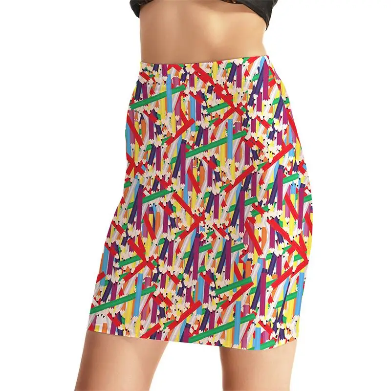 Colorful Pen Women Sexy High Waist Skirts Tennis Bowling Skirts Slim
