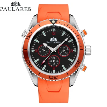 

Automatic Self Wind Mechanical Orange Blue Black Rubber Strap James Bond 007 Style Classic Men Watch
