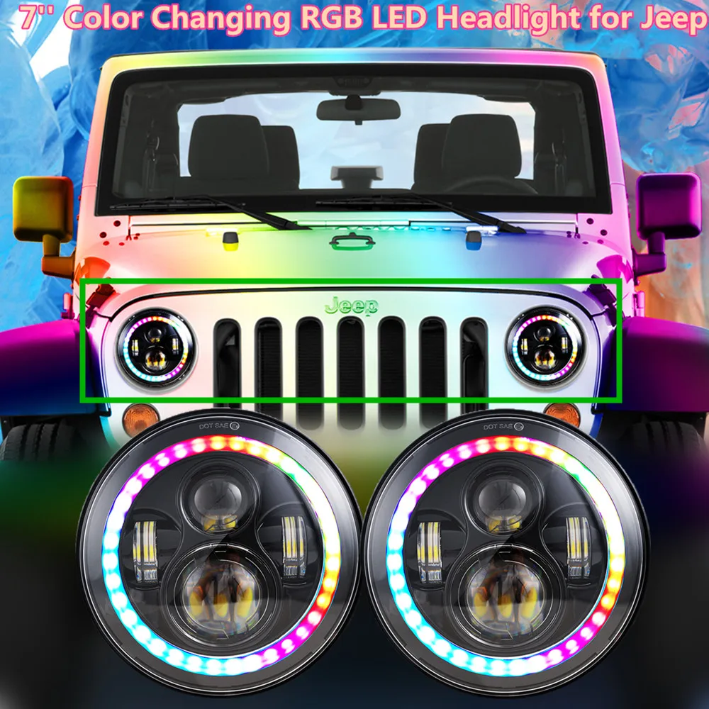 Par 7 headlight headlight cor em mudança rgb led farol com sinal de