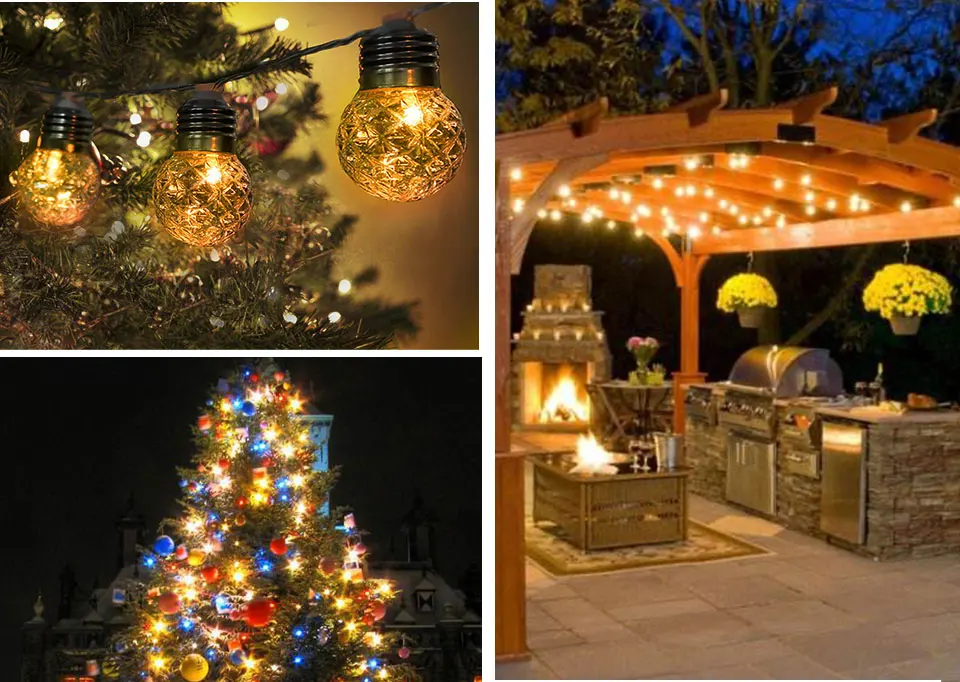 10 Globe Balls Solar LED String Lights Vintage Retro Style Christmas Fairy Lights Garden Holiday Wedding Decoration Party Lights (11)