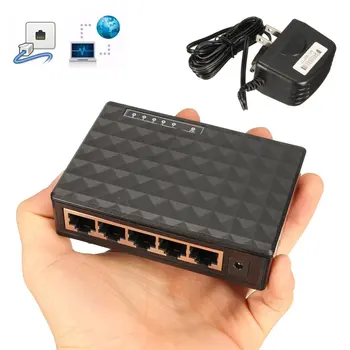

5 Port Switch RJ45 10/100/1000Mbps Gigabit Ethernet Network Lan Switch Splitter LED Hub Support auto MDI/MDIX