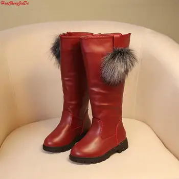 

Winter Kids Boots Shoes For Knee-High Girls Boots Children High Bow Tie Shoes Girls Pincess Dress Boots Big Kids Shoe