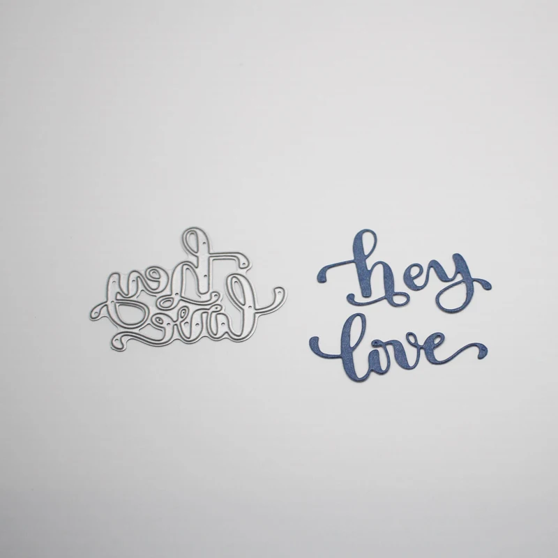 

Word 'hey love ' Metal Cutting Dies Scrapbooking Album Decoration Embossing Paper Card Craft 42*57 mm
