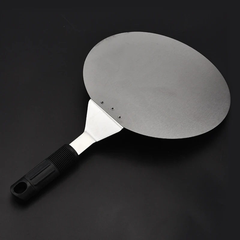 NOCM-Stainless Steel Round Pizza Peel 25.5cm Baking Shovel Paddle, Cake Lifter Transfer Tray for Pizza, Bread,Cake,Pie