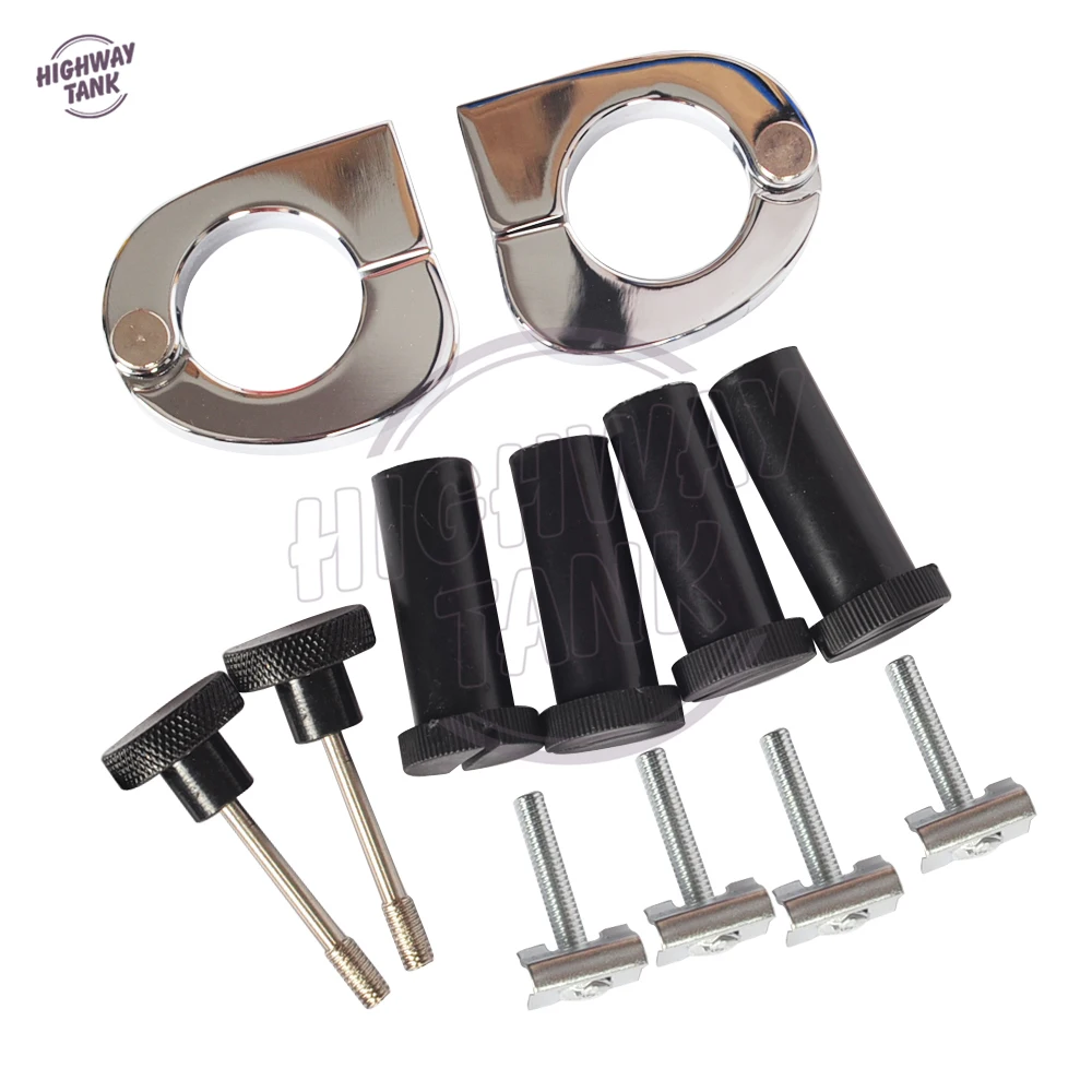 Chrome CNC Quick Release Mounting Hardware Clamps Case for Harley