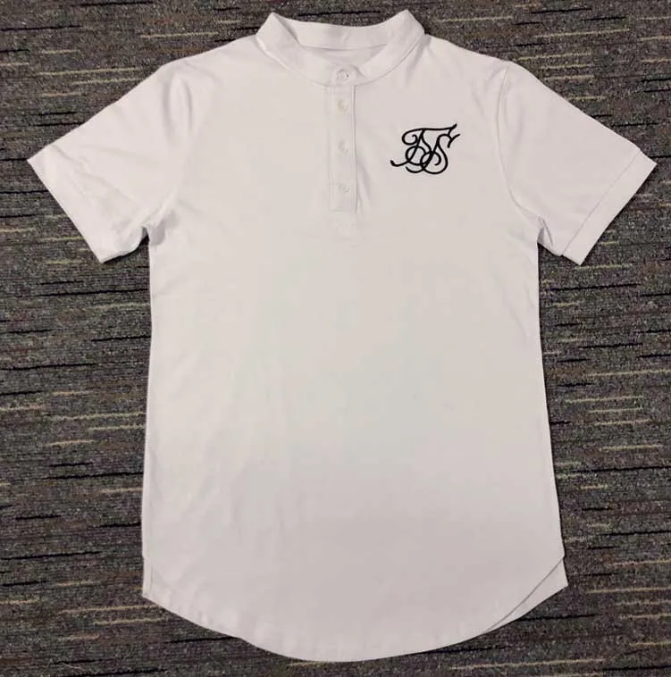Мужские модные летние футболки Kanye West Sik с шелковой вышивкой, мужские повседневные хлопковые рубашки в стиле хип-хоп с закругленным подолом и коротким рукавом - Цвет: White