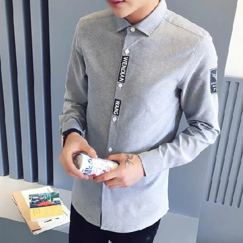 

Long Sleeve Turn-down Collar Men Casual Single Breasted Patchwork Shirts Cloth,Spring Pure Cotton Oxford Soft Comfortable Shirts