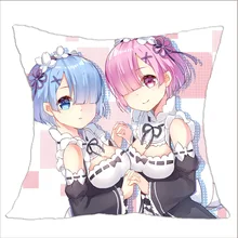 Anime Re Zero Square Pillow Case Covers Fashion Japanese Cartoon Starting Life In Another World Figure Rem Home Pillowcase Gift