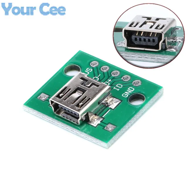 5 pcs Mini USB to DIP Adapter Plate Converter for 2.54mm PCB Board DIY Power Supply Female Head
