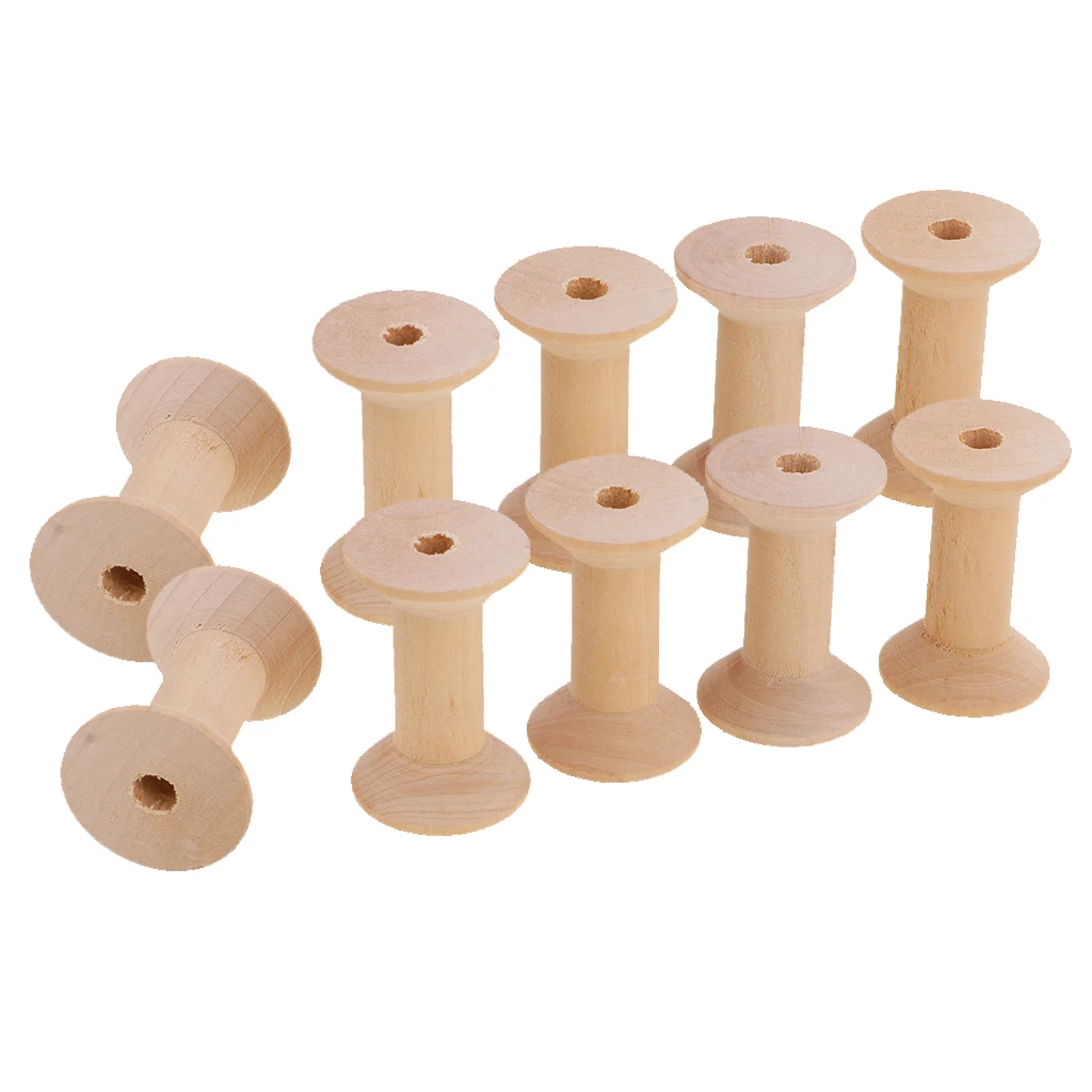  20 Pieces Wood Empty Sewing Bobbins Spools Sewing Thread Ribbon Holder 47mmx31mm