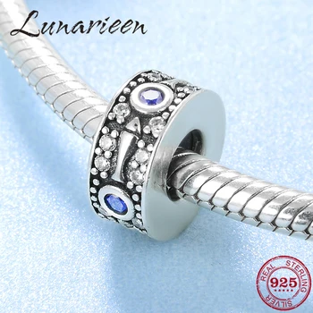 

New 925 Sterling Silver deep blue CZ lovely fish fine spacer Stopper beads Fit Original Pandora Charm Bracelet Jewelry making