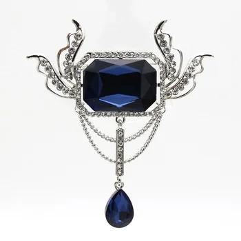 Luxury Women Big Crystal Water Drop Pendant Brooch Pins Flower Olive Branch Broches Brooches Feminism Jewelry Scarf Lapel Pins