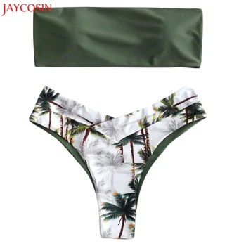 

JAYCOSIN Women Summer Sexy Bodysuit Set Coconut Print Padded with Push-up Padded Bras Low Waist Triangle Skinny Body suits z0125