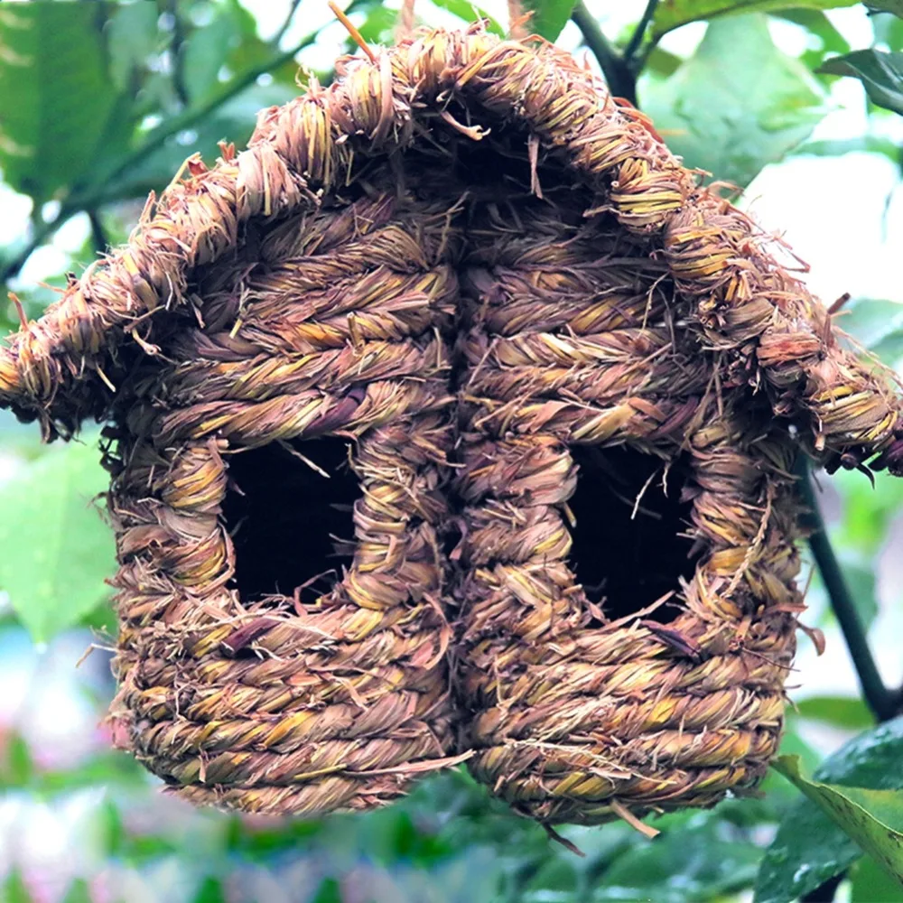 العشب المنسوجة Birdhouse مع جيدة التهوية يوفر الطيور الترفيه ل في الهواء الطلق آمنة الراحة منطقة للراحة