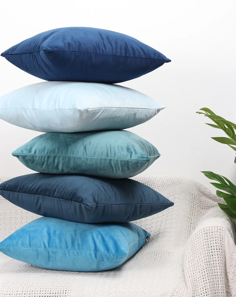 Роскошный синий бархатный чехол для подушки, наволочка для подушки, зеленый, желтый, розовый, серый, белый, черный, Декоративные диванные подушки для дома