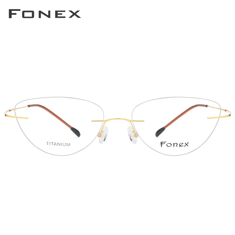 FONEX Женская оправа без оправы из титанового сплава ультралегкие очки по рецепту