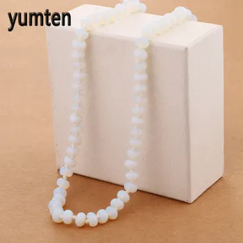 

High Quality Fashion Joyas Opal Necklace Power Natural Crystal Round Stone Jewelry Women Tassel Pendant Necklace For Women Gift