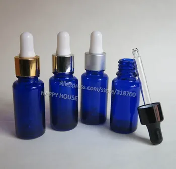

360 x 15ml Boston Round Glass Bottles with Dropper,15cc Blue Glass Essential Oil Dropper Bottle