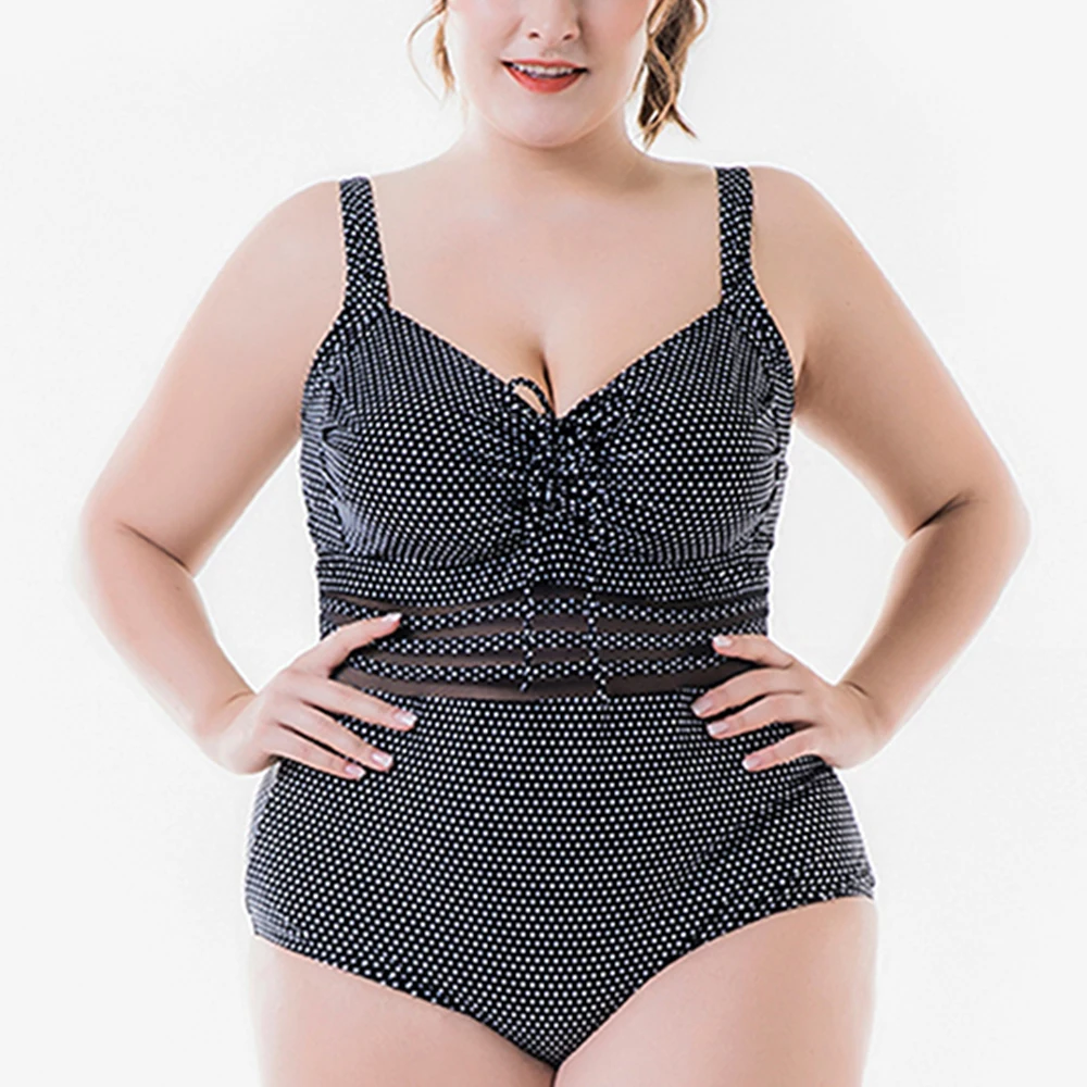 

Plus Size Swimsuit One Piece 2018 Push Up Mesh Women's Fat Swimwear Large Size Bathing Suit May Pool Swimming Suit Beach Wear