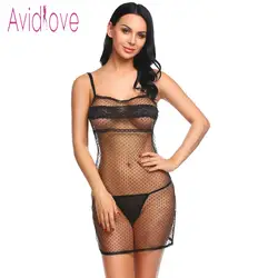 Avidlove пикантные кружево Babydoll платье для женщин ремень сетки точка прозрачное белье эротическое горячий секс мини пижамы Экзотические