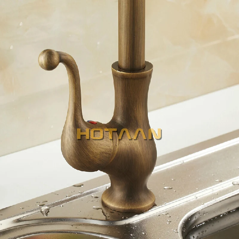  Free shipping Kitchen Faucet Antique Brass Swivel Bathroom Basin Sink Mixer Tap Cranetorneira YT-60 - 32313505983