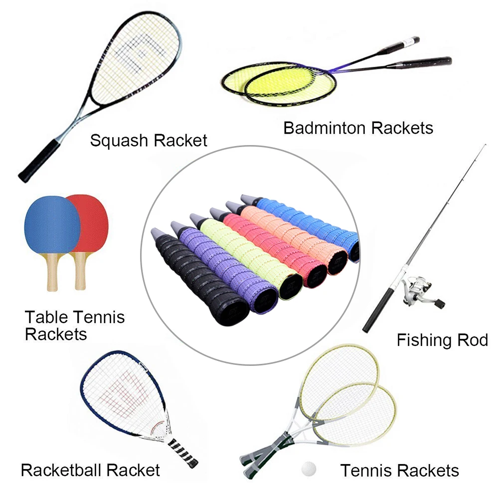 Ручка для ракетки для бадминтона, противоскользящая Теннисная ракетка, обертывания, утолщенная, Абсорбирующая, для рыбалки, не скользящая