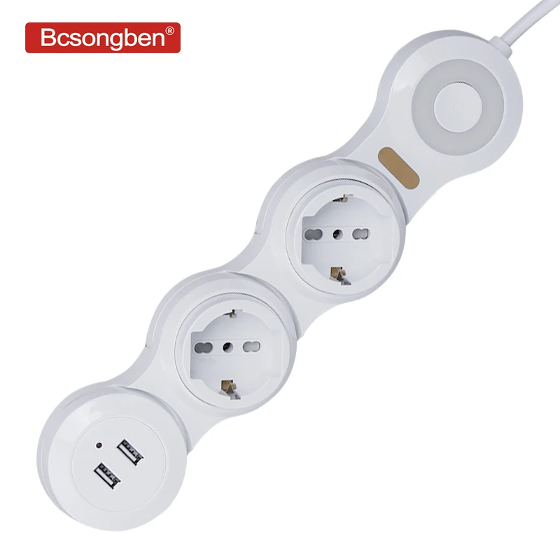 

Bcsongben eu plug Power Socket 1 to 2 with 2 USB Charging Port Outlets USB Wall Extension Socket Variety multi-function socket