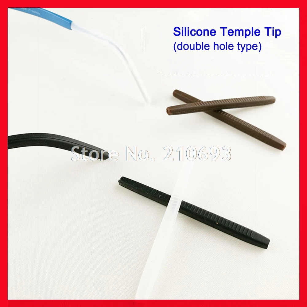 

Free Shipping DT003 Soft Silicone Anti Slip Eyeglasses Glasses Temple Tips Accessories Optical Frame Temples Double Square hole