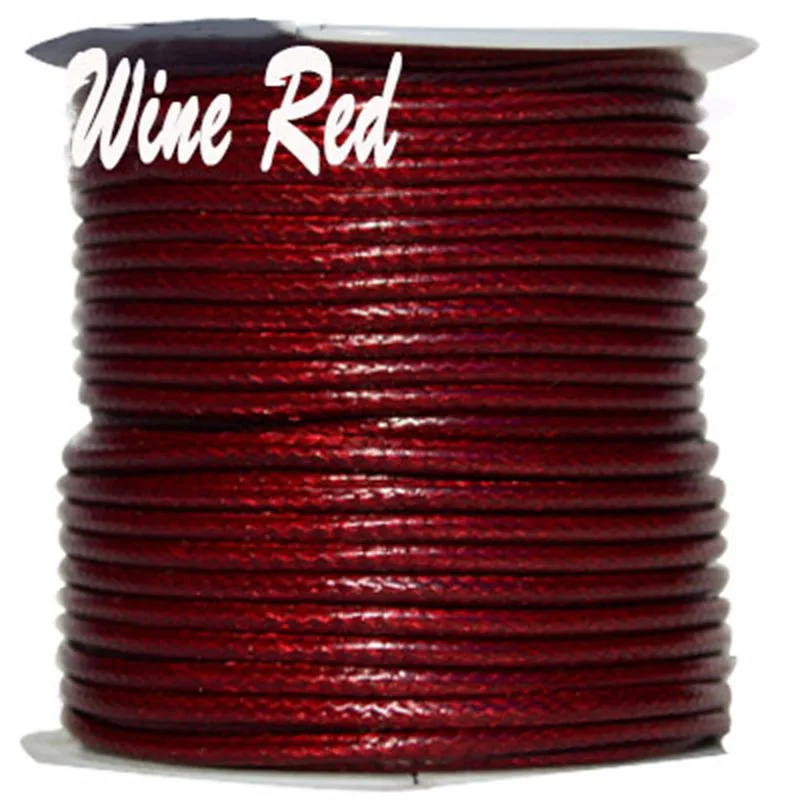 

3mm Wine Red Korea Polyester Waxed Wax Cord String Cord+Jewelry Findings Accessories Bracelet Necklace Wire rope+50yards/roll