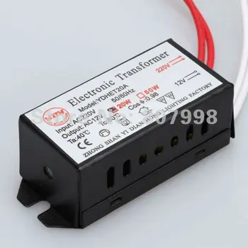 

Free Shipping, 220V-12V 50 / 60Hz 20W Electronic Transformer for Halogen Light Bulb,Quartz lamp,Hanging lamp,Low voltage lamp