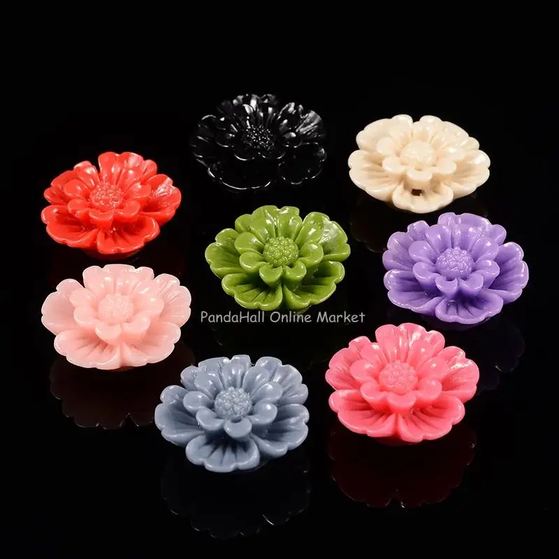 Resin Beads, Flower, Mixed Color, 20x7mm, Hole 1mmin Beads from
