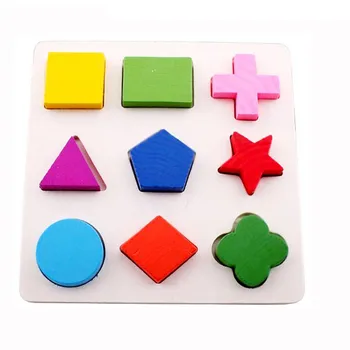 

Fun Wooden 3D Match Geometry Blocks Kids Non-toxic Paints Montessori Early Learning Toys Random Delivery