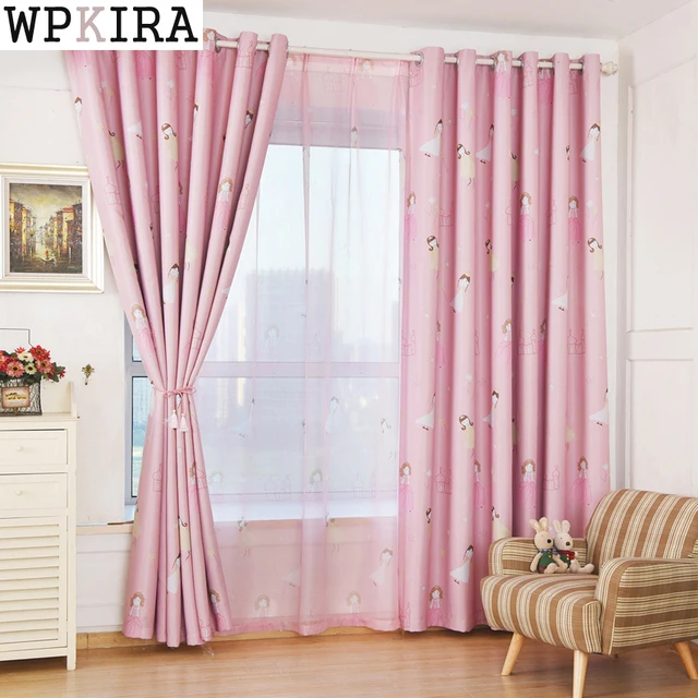 Kids Curtains Pink Princess Girls Cartoon Curtain Children Living Room