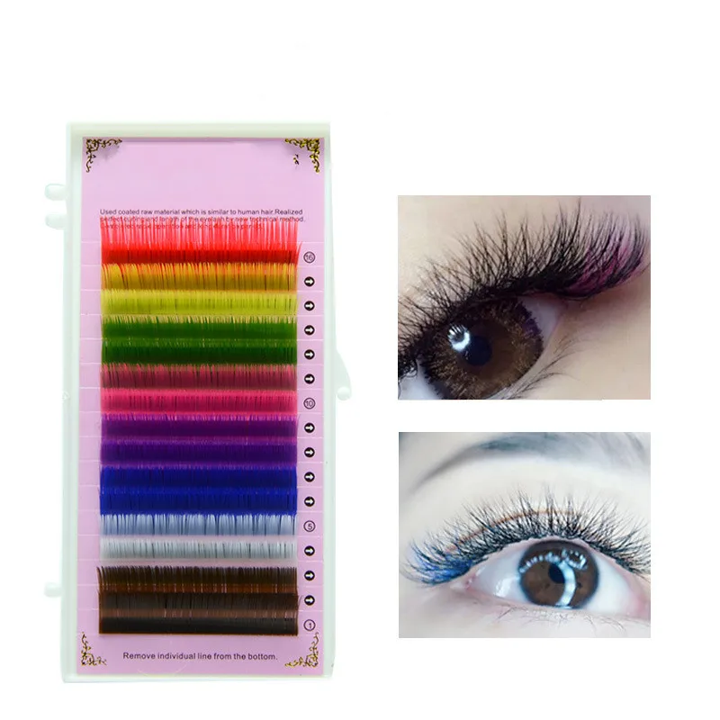 

16 macaron 8 Colors Rainbow Colored Eyelash Extension Faux Mink color eyelashes colorful eyelash maquiagem cilios