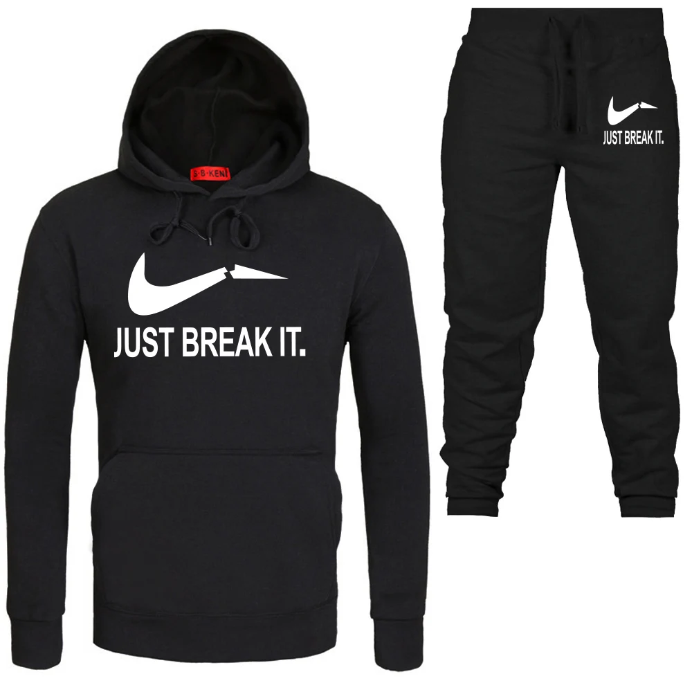 

2019 New Sport Suit Hoodies JUST BREAK IT Hoodie Men Casual Cotton Fall / Winter Warm Sweatshirts Men's Casual Tracksuit Costume