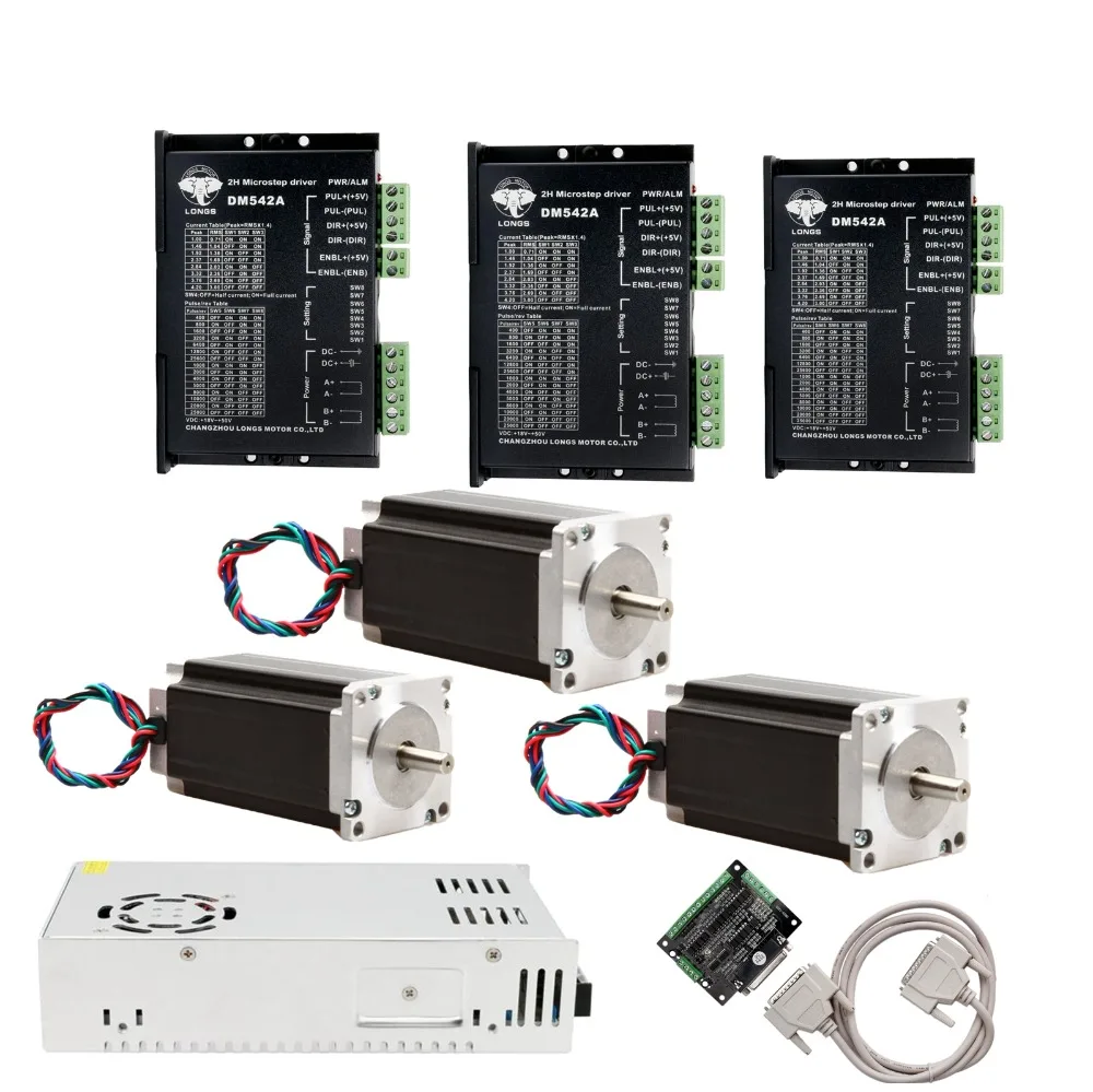 

Free Ship US&US Ship 3 Axis Nema23 Stepper Motor 425oz-in 3A 112mm &driver DM542A peak 4.2 A controller Board CNC ROUTER