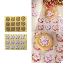 120 шт./упак. Круглый Спасибо этикетка цветок Печать Клейкая наклейка тег упаковки торт Декор