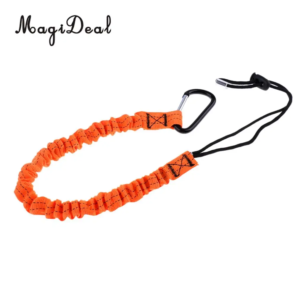 Nylon Marine Deluxe 43'' Elastic Paddle Leash Fishing Rod Safety Cord Tether with Carabiner For Kayak Canoe Boat Bungee Dinghy