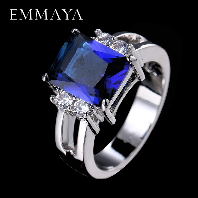 Emmaya 2017 Eternal Blue Crystal Jewelry Wedding Ring Clear Color