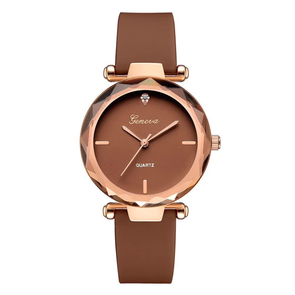 40^ женские часы женские s женские часы Женева кремнеземный ремешок аналоговые кварцевые наручные часы Новая мода reloj mujer - Цвет: Brown