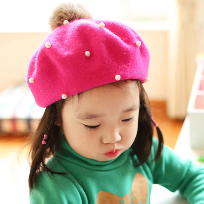 Buy Cute Pom Pom Baby Girl Beret Hat Kids Girls Wool