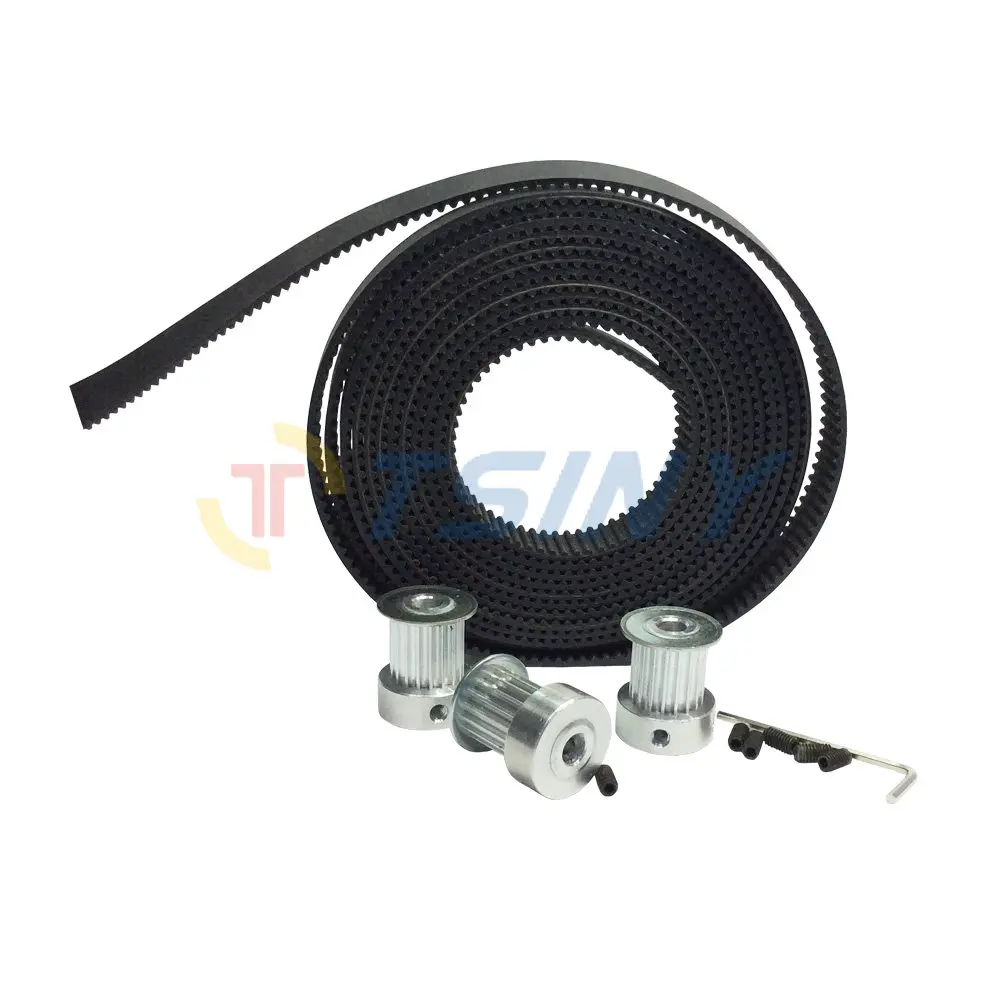 

3Pcs HTD 3M 16 Teeth Timing Pulley + Pitch 3mm Open Ended Rubber Timing Belt Width 15mm Transmission Kit for 3D Printer