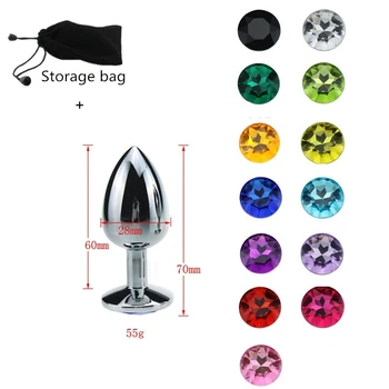 

S/M/L Colorful Metal Prostate Massager Butt Plug Treatment with Crystal Jewelry For Women and Men Healthy Massager