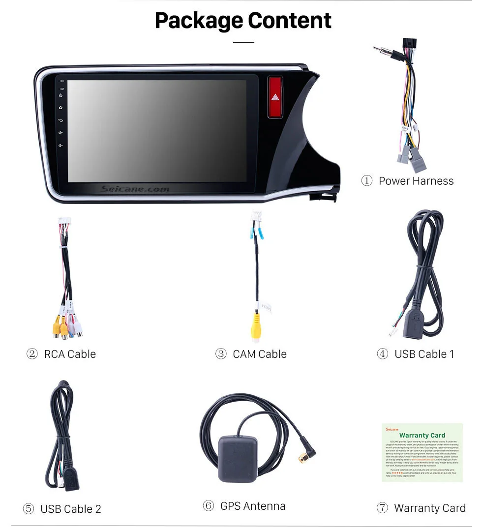 Clearance Seicane 2Din Android 8.1 Car Radio 3G WIFI Bluetooth 10.1" for 2014 2015 2016 2017 HONDA CITY RHD 1024*600 Touchscreen Music SWC 20