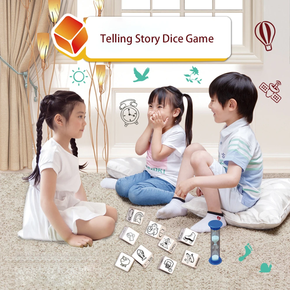 

Telling Story 9pcs Dice Puzzle Board Game Box Party/Friends/Family Parents With Children Best Interactive Gift Montessori Toys